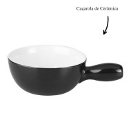 Aparelho De Fondue 8 Peças De Cerâmica Preto Com Suporte De Ferro Com Pintura Epoxy